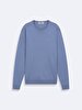 Basic Crew Neck Long Sleeve Knitwear Blue Pullover