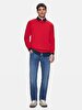 Basic Crew Neck Long Sleeve Knitwear Red Pullover