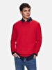 Basic Crew Neck Long Sleeve Knitwear Red Pullover