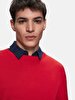 Basic Crew Neck Long Sleeve Knitwear Red Pullover
