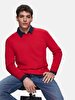 Basic Crew Neck Long Sleeve Knitwear Red Pullover
