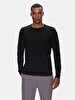 Basic Crew Neck Long Sleeve Knitwear Black Pullover