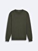 Basic Crew Neck Long Sleeve Knitwear Green Pullover