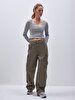Detailed Cargo Green Trousers