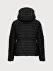 Straight With Hood Zipper Closing Black Coat
