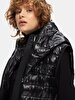 Straight With Hood Zipper Closing Black Vest