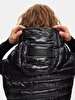 Straight With Hood Zipper Closing Black Vest