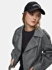 Bleached Cuban Collar Zipper Closing Grey Jacket