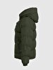 With Hood Zipper Closing Puffer Green Coat