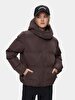 With Hood Zipper Closing Puffer Brown Coat