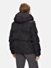 With Hood Zipper Closing Puffer Black Coat