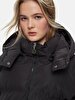 With Hood Zipper Closing Puffer Black Coat