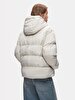 With Hood Puffer Beige Coat