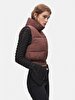 Straight Collar Puffer Brown Vest