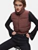 Straight Collar Puffer Brown Vest