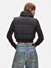 Straight Collar Puffer Black Vest