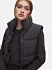 Straight Collar Puffer Black Vest