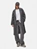 Straight Cuban Collar Long Sleeve Grey Coat