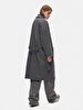 Straight Cuban Collar Long Sleeve Grey Coat