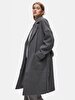 Straight Cuban Collar Long Sleeve Grey Coat
