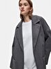 Straight Cuban Collar Long Sleeve Grey Coat