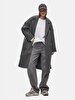 Straight Cuban Collar Long Sleeve Grey Coat