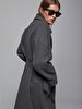 Straight Cuban Collar Long Sleeve Grey Coat