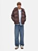 With Hood Puffer Brown Coat
