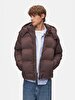 With Hood Puffer Brown Coat