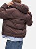 With Hood Puffer Brown Coat