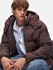 With Hood Puffer Brown Coat