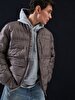 Crew Neck Straight Brown Coat
