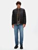 Crew Neck Straight Black Coat