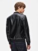 Knit Collar Straight Black Jacket
