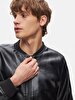 Knit Collar Straight Black Jacket