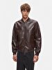 Knit Collar Straight Brown Jacket