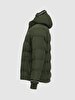 With Hood Zipper Closing Green Coat