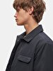 Mao Collar Technical Navy Coat