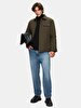 Mao Collar Technical Green Coat