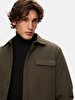 Mao Collar Technical Green Coat