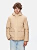 With Hood Puffer Beige Coat