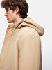 With Hood Puffer Beige Coat
