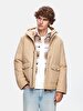 With Hood Puffer Beige Coat