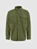 Basic Long Arm Velvet Green Shirt