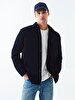 Basic Long Arm Velvet Navy Shirt