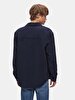 Basic Long Arm Velvet Navy Shirt