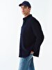 Basic Long Arm Velvet Navy Shirt