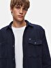 Basic Long Arm Velvet Navy Shirt