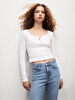 Ribbed Buttoned White T-shirt