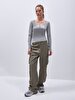Ribbed Buttoned Grey T-shirt